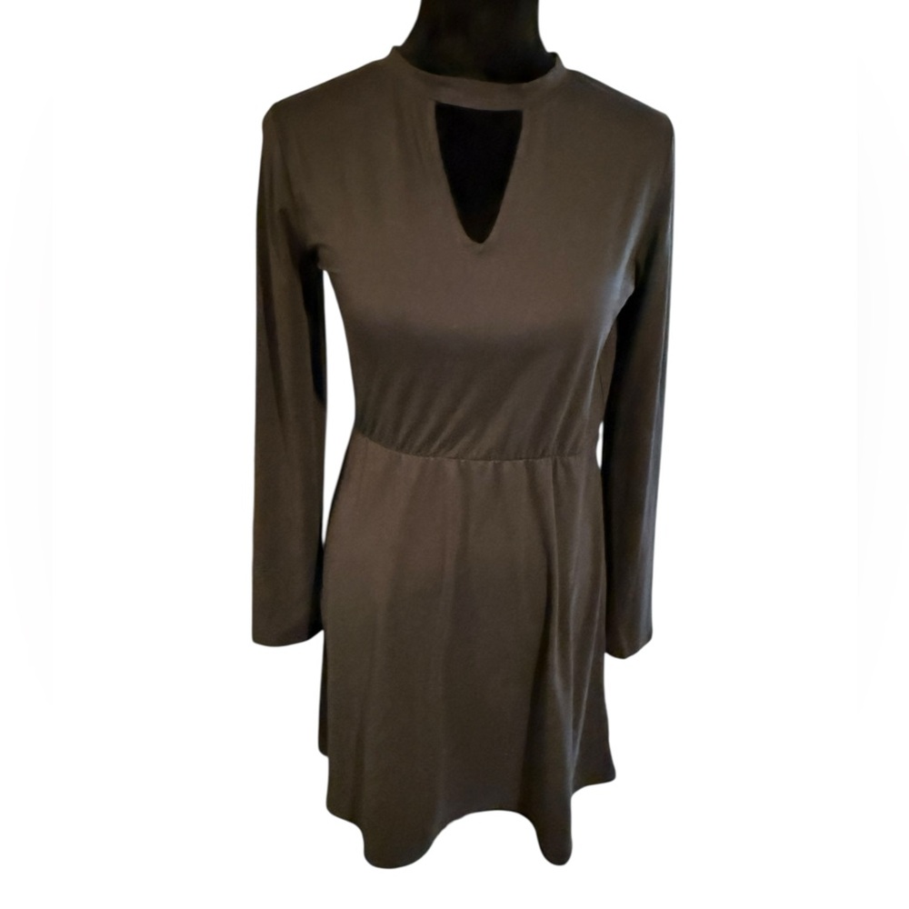 Maurices Black Cozy Cut Out Neck Mini Dress - Picture 2 of 4